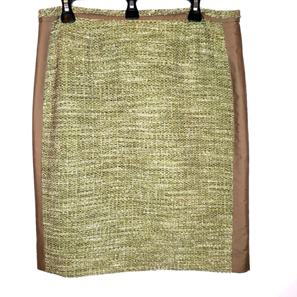 YOANA BARASCHI Anthropology Tweed Pencil Skirt - Graphite Green Size 10